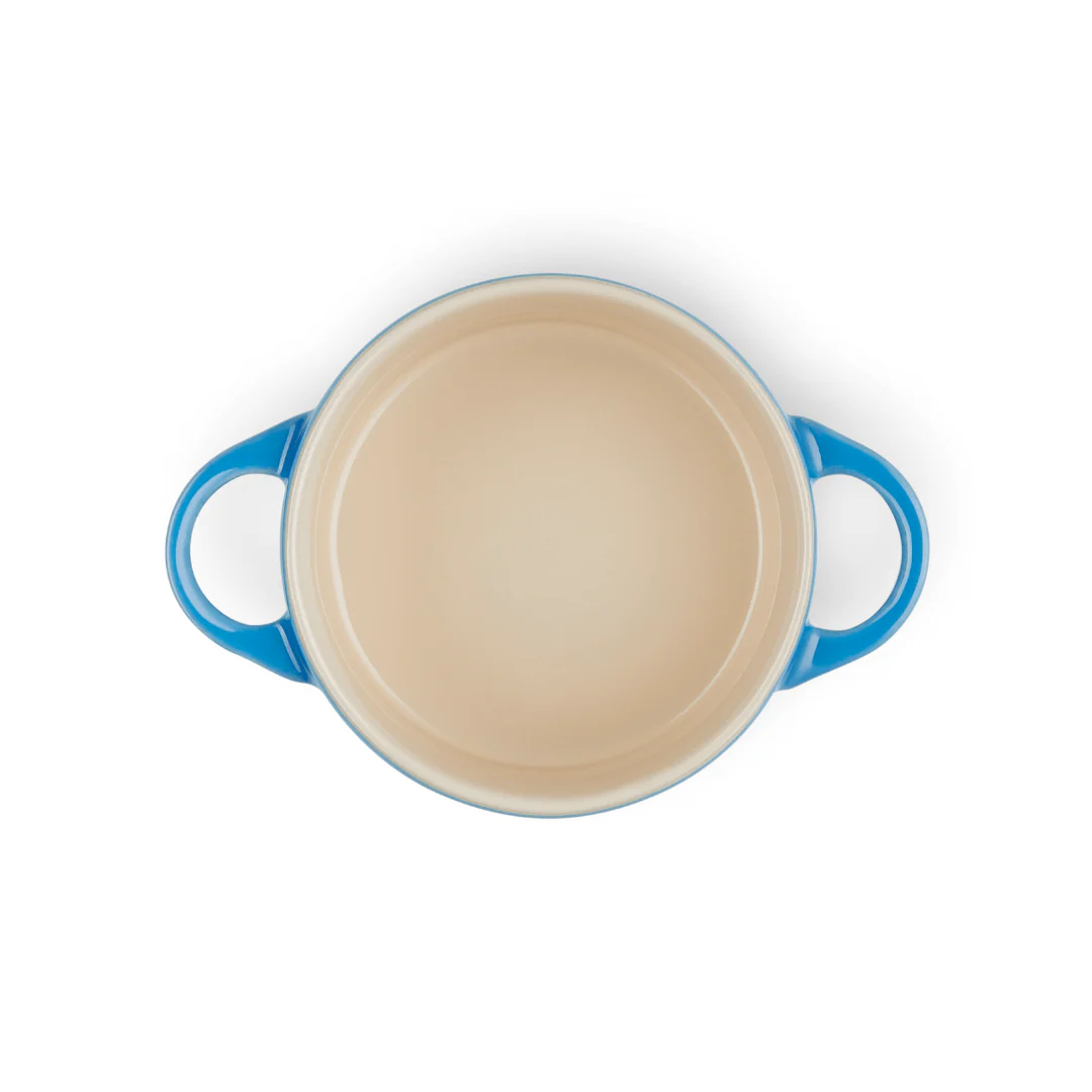 Mini Cocotte Caçarola Cerâmica Azul Marseille com Pegador Preto 14cm Le Creuset - Image 11