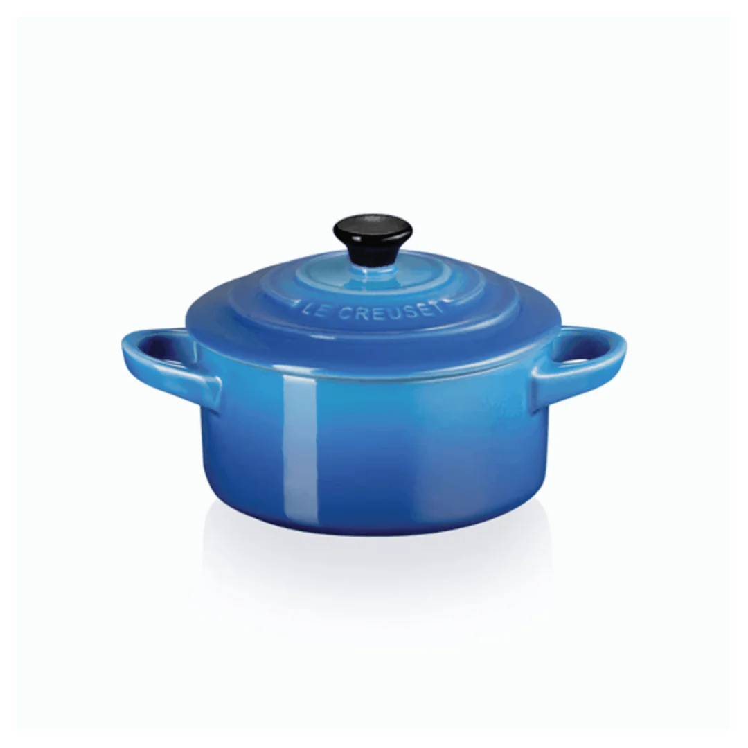 Mini Cocotte Caçarola Cerâmica Azul Marseille com Pegador Preto 14cm Le Creuset - Image 7