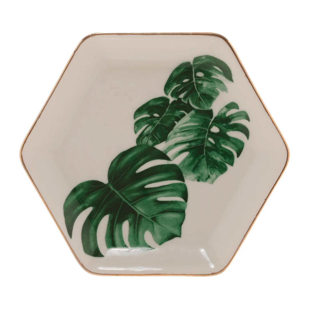 Mini Prato Decorativo Porcelana Leaf Hexágono - 12 cm - Image 4