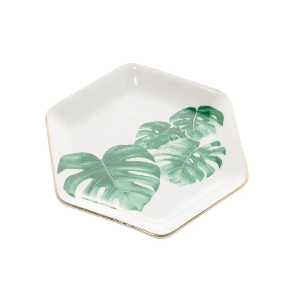 Mini Prato Decorativo Porcelana Leaf Hexágono - 12 cm - Image 5