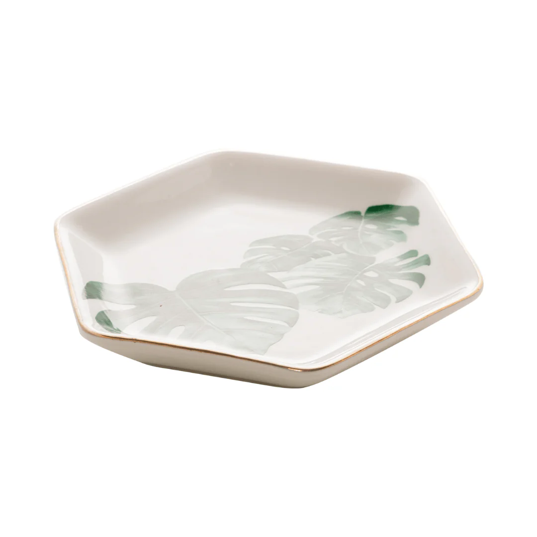 Mini Prato Decorativo Porcelana Leaf Hexágono - 12 cm - Image 6