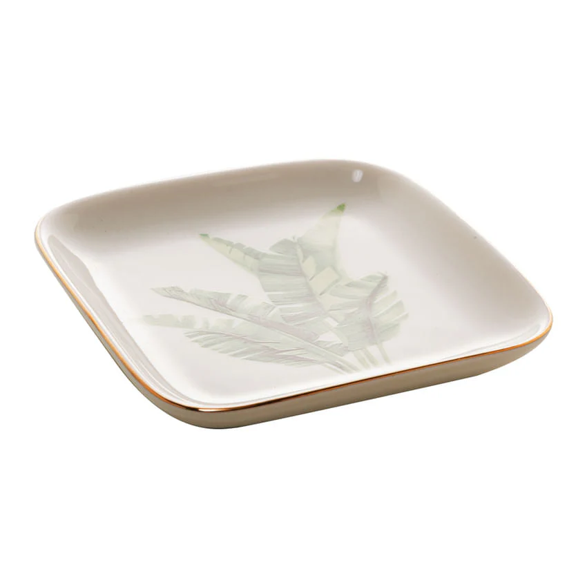 Mini Prato Decorativo Porcelana Leaf Quadrado - 11 cm - Image 3