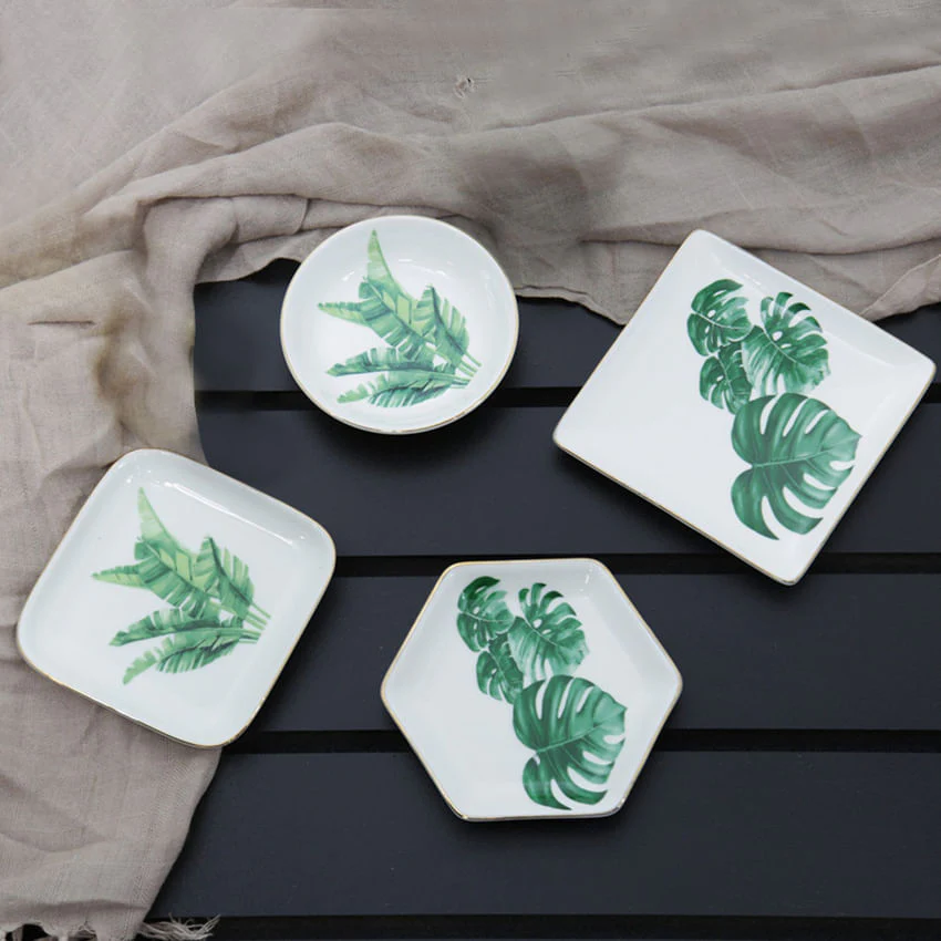Mini Prato Decorativo Porcelana Leaf Quadrado - 11 cm - Image 5