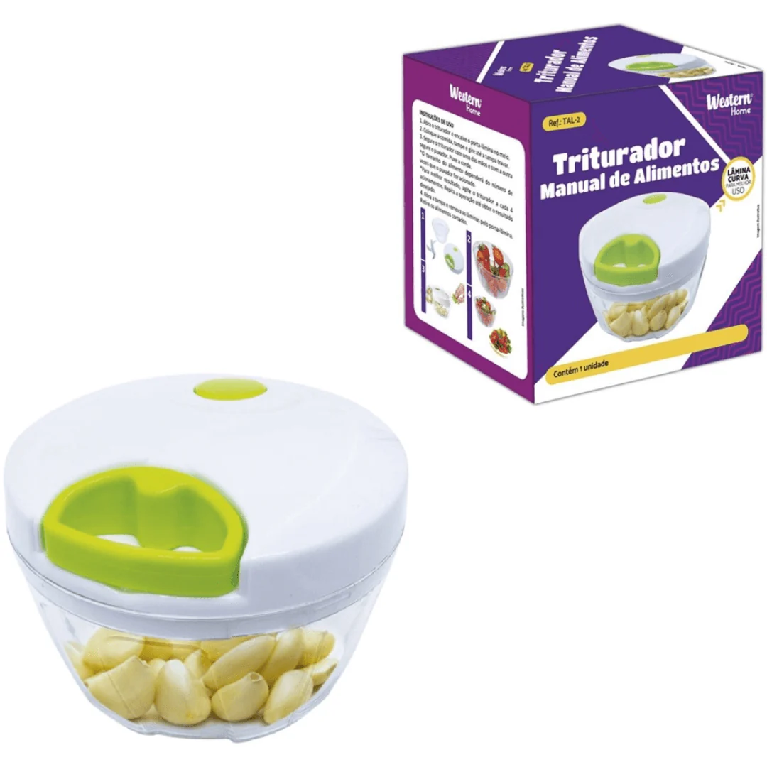 Mini Processador de Alimentos Manual 500ml Tampa Branca - Image 2