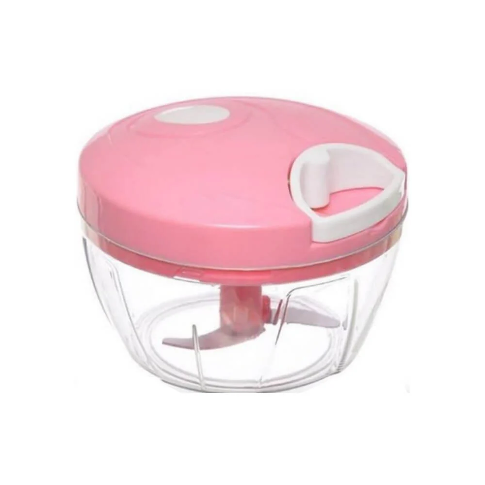 Mini Processador de Alimentos Manual 500ml Tampa Rosa