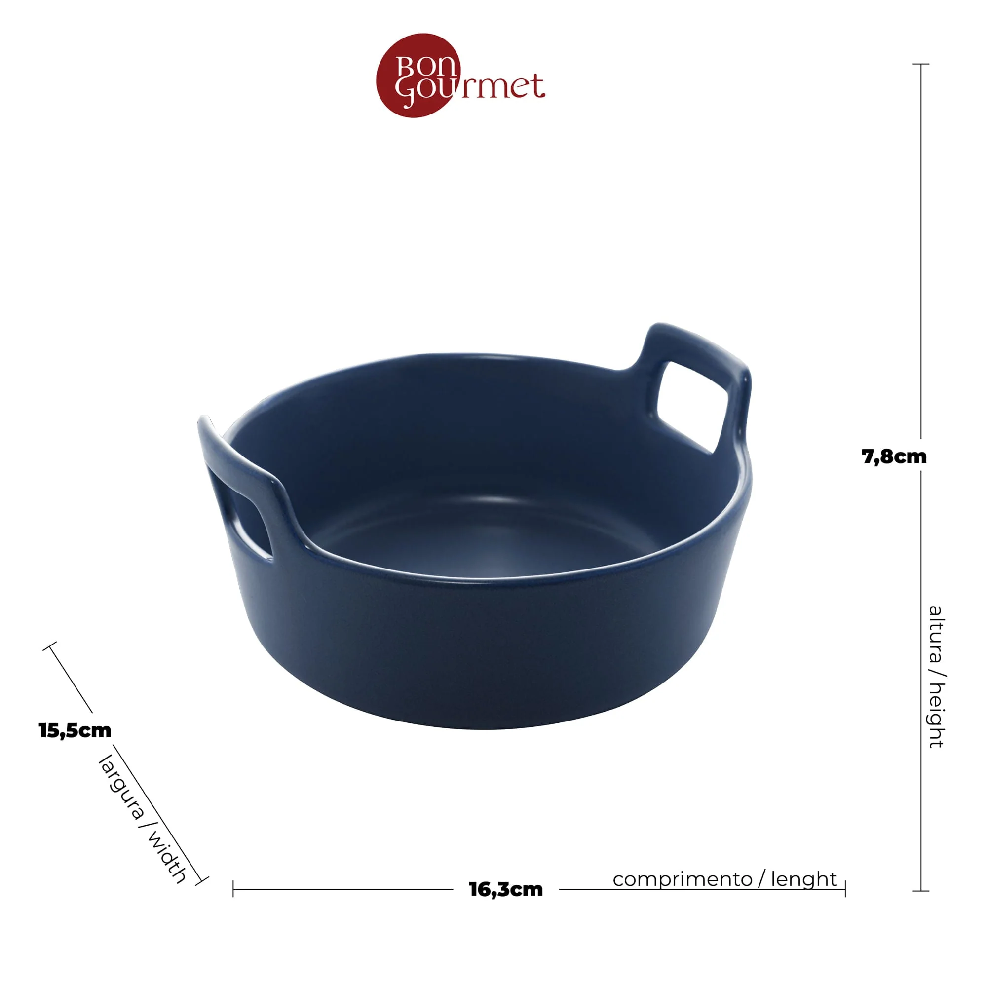 Mini Travessa Caçarola Porcelana Nordica Azul Marinho Matt - 16 cm - Image 5