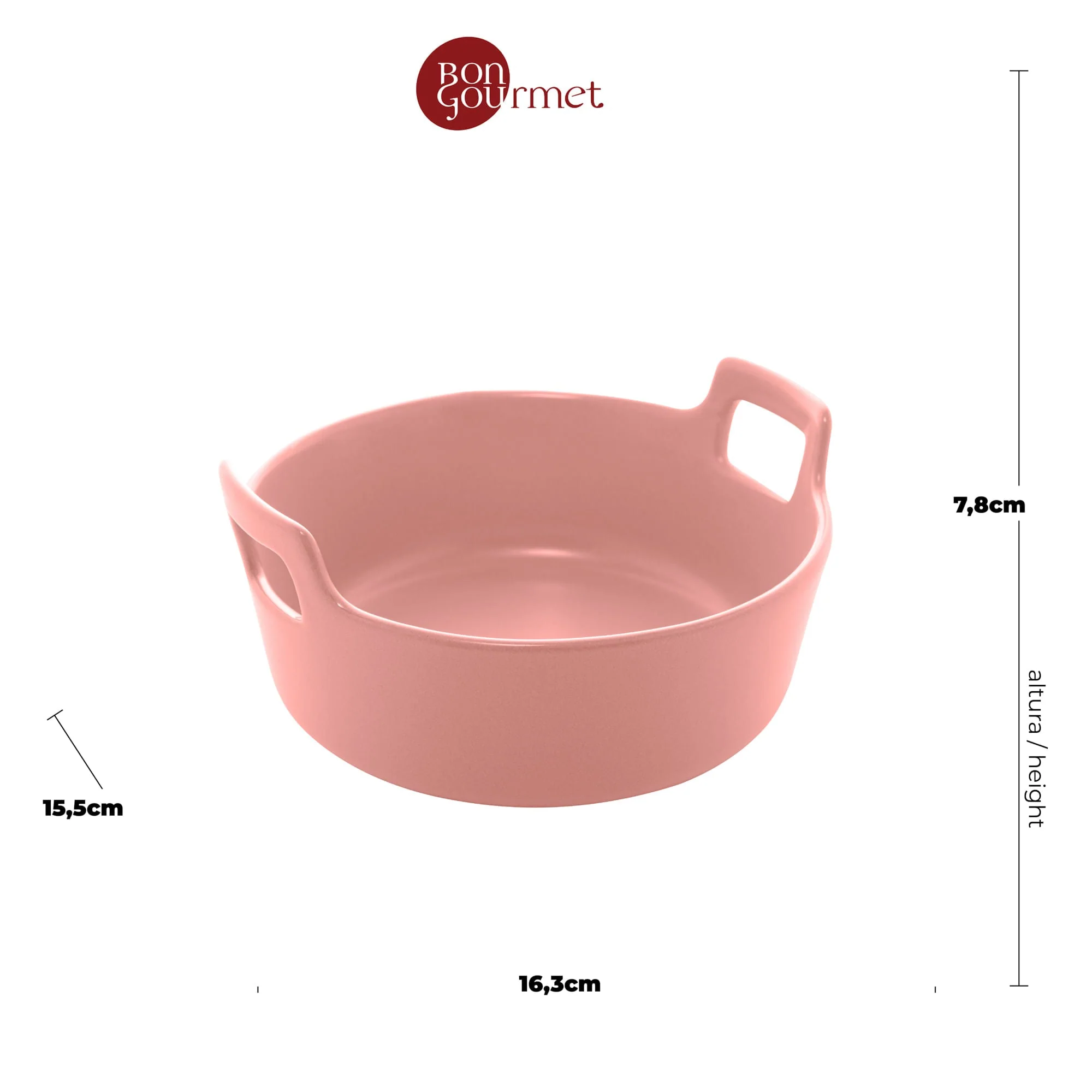 Mini Travessa Caçarola Porcelana Nordica Rosa Matt - 16 cm - Image 6