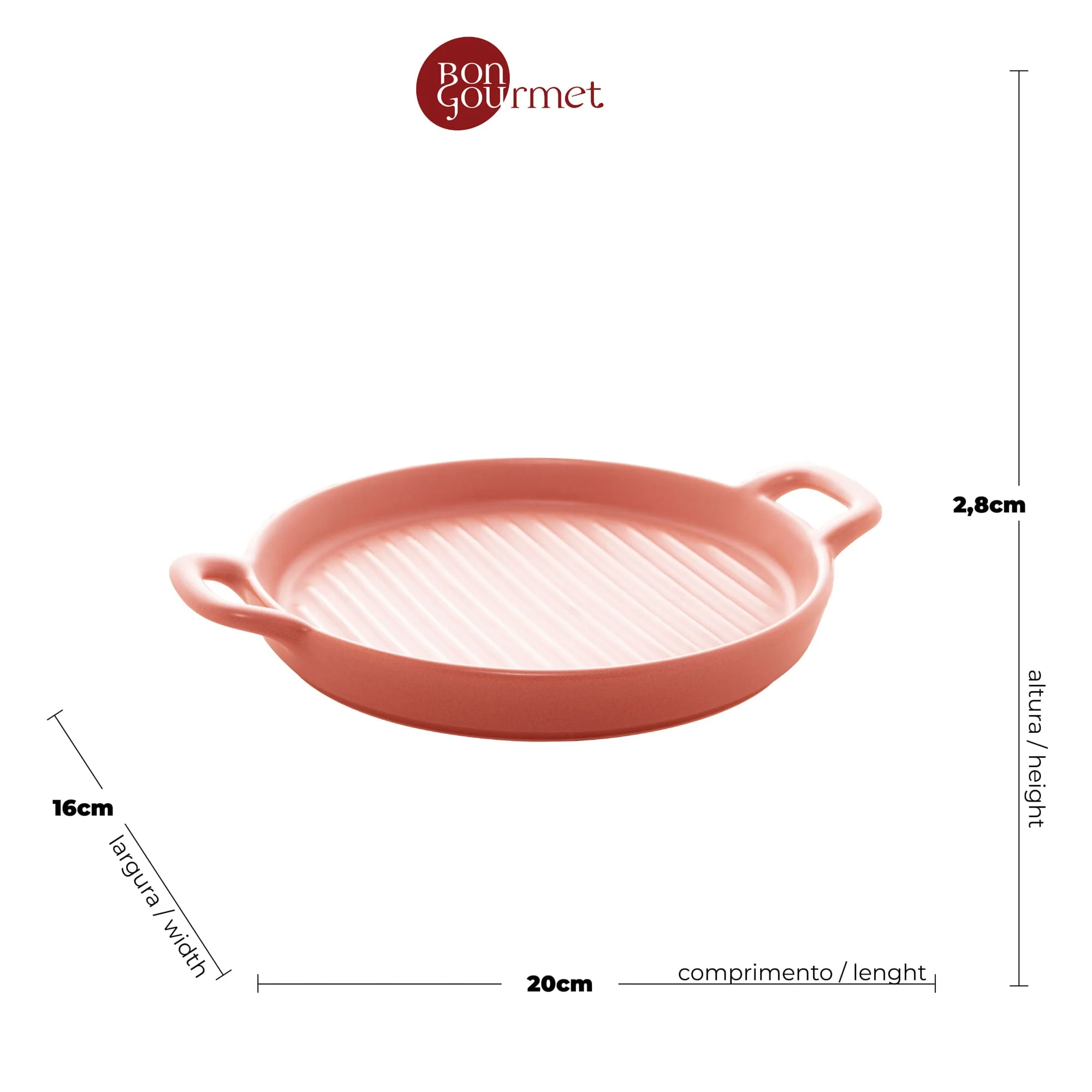Mini Travessa Grill Redonda Porcelana Nordica Rosa Matt - 20 cm - Image 5