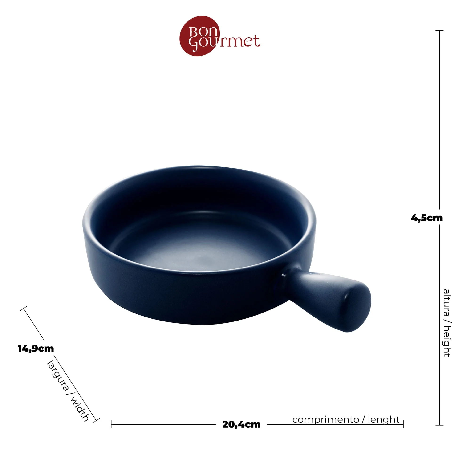 Mini Travessa Panelinha Porcelana Nordica Azul Marinho Matt - 20 cm - Image 4
