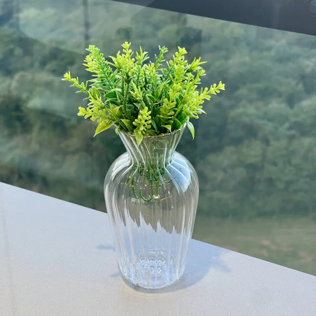Mini Vaso com Borda Dourada G 15cm