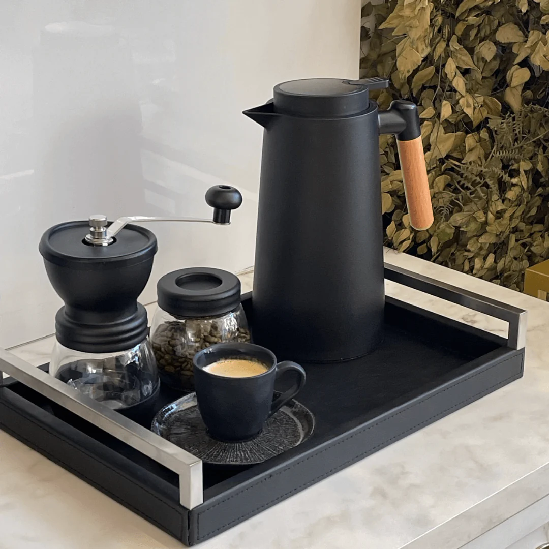 Moedor de Café Manual em Aço Inox com Pote de Vidro Preto 20cm - Image 5