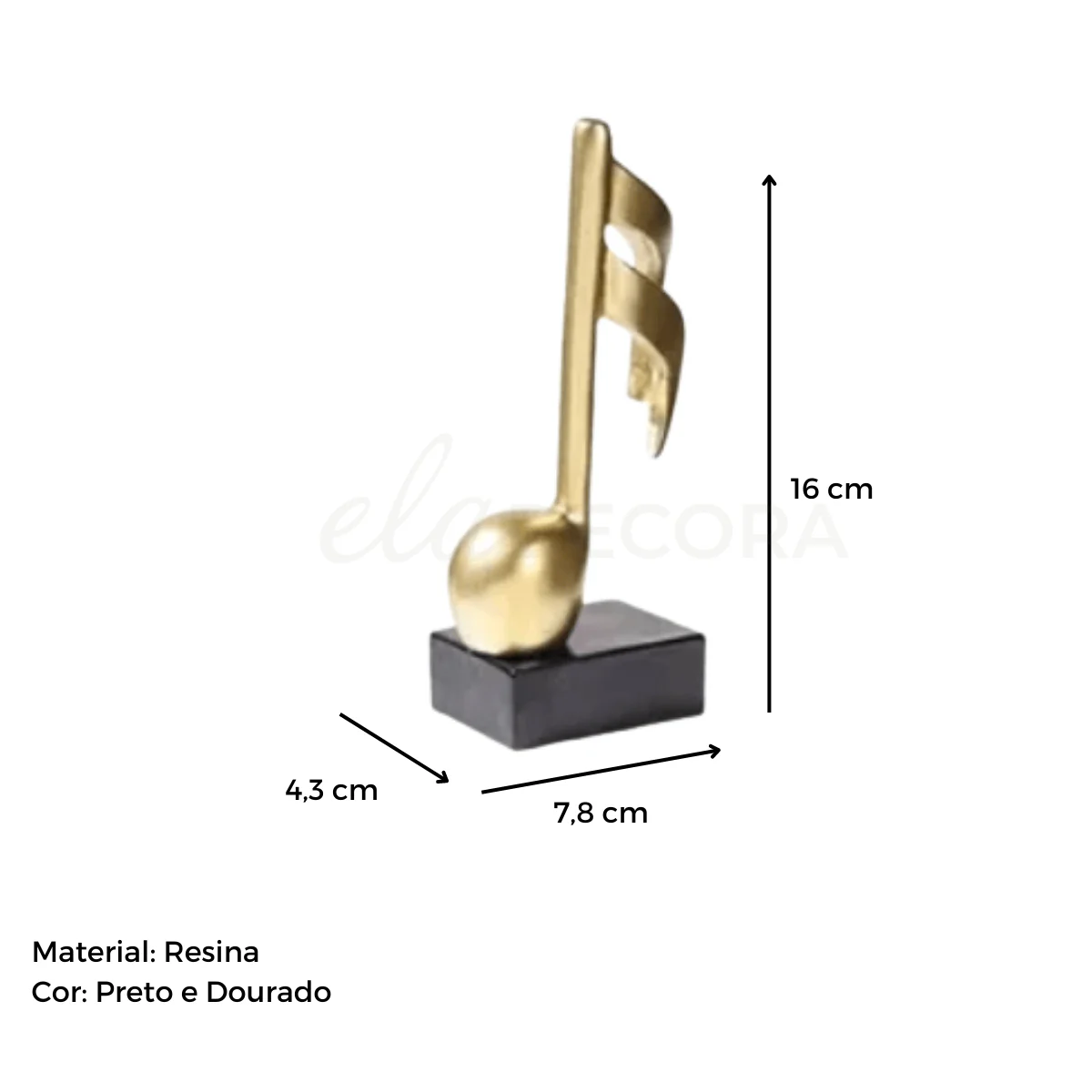 Nota Musical Decorativa Dourada 16cm - Image 2