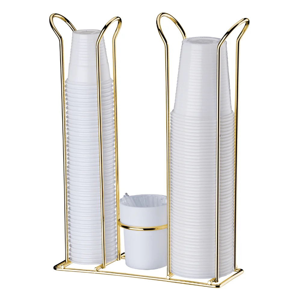 Porta Copos Descartáveis 200ml-50/80ml Com Porta Mexedor Dourado - Image 3