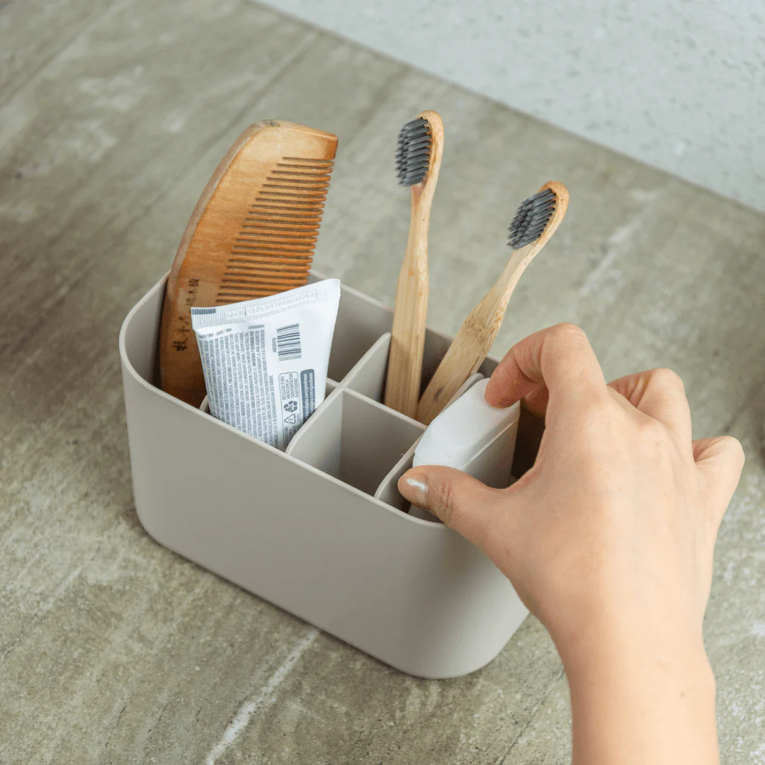 Organizador de Maquiagem com Divisórias Bold Bege 16,8cm