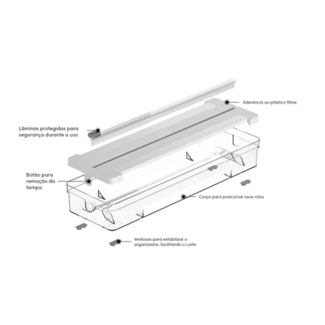 Organizador e Cortador de Rolos Duplo Clear Branco - Image 20