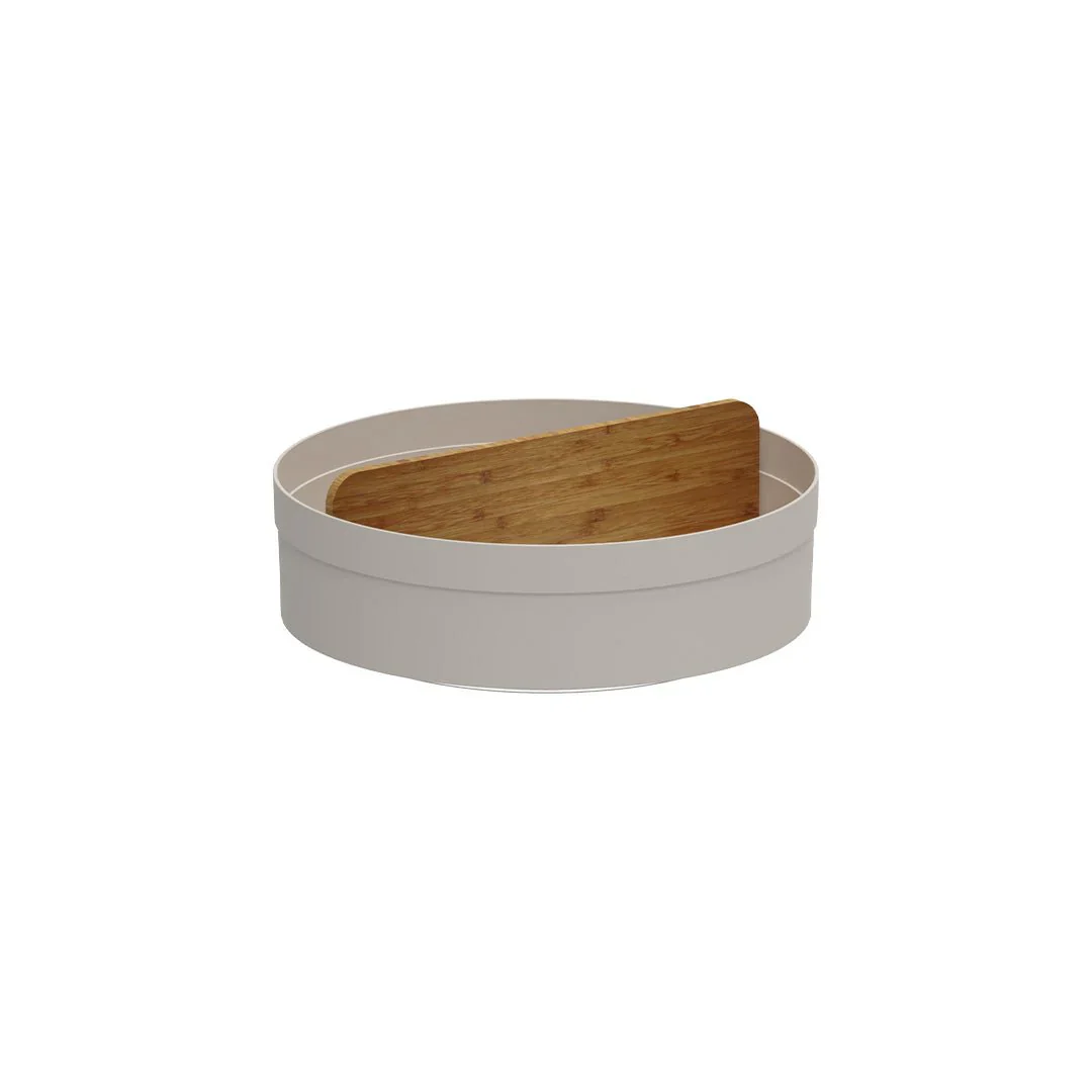 Organizador Giratório Lume com Divisória de Bambu Bege 25,5cm - Image 2