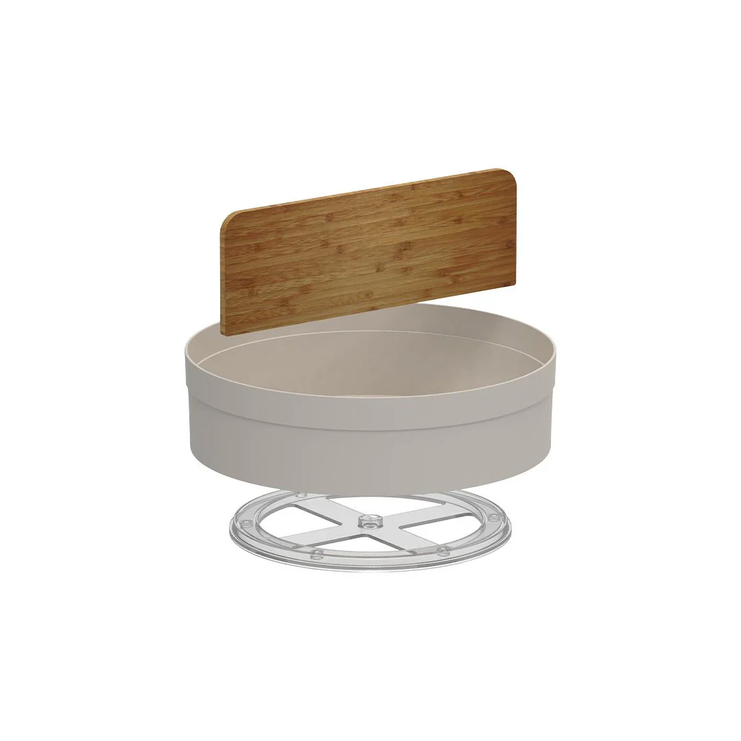 Organizador Giratório Lume com Divisória de Bambu Bege 25,5cm - Image 3