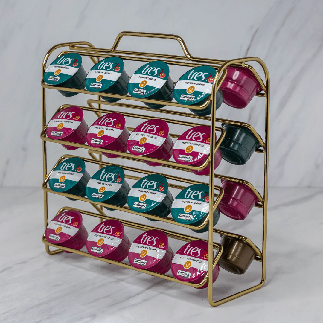 Organizador Porta Cápsulas De Café 3 Corações Dourado