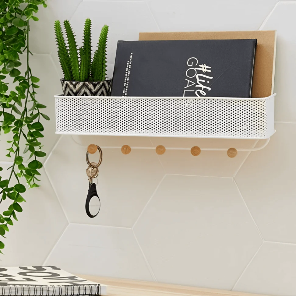 Organizador Porta Chaves e Correspondências Estique com 5 Ganchos Branco - Image 3