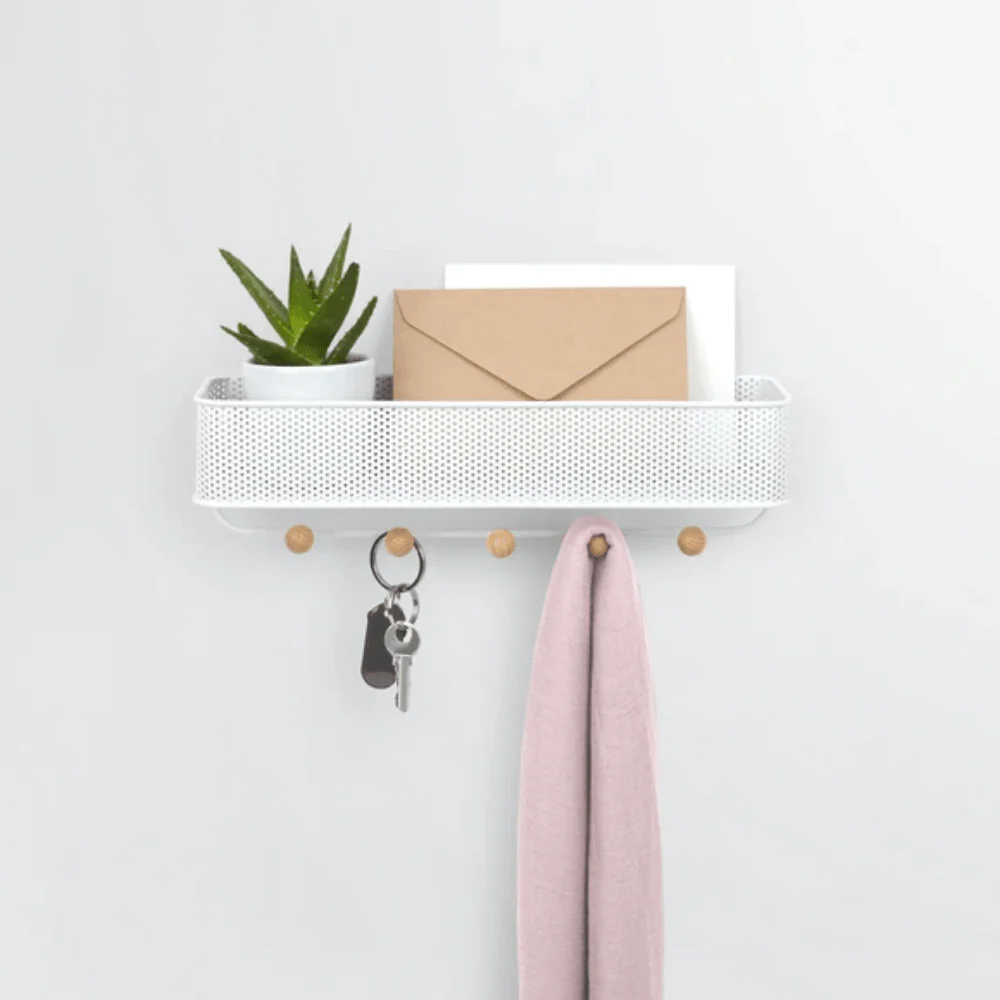 Organizador Porta Chaves e Correspondências Estique com 5 Ganchos Branco - Image 4