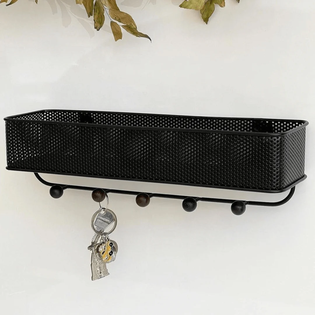 Organizador Porta Chaves e Correspondências Estique Preto com 5 Ganchos - Image 4