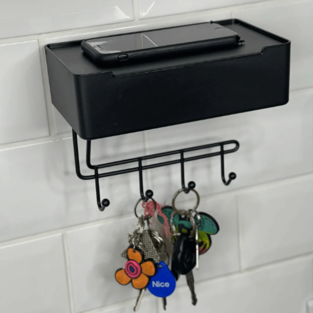 Organizador Porta Chaves Multiuso Fixação 3M Preto - Image 3