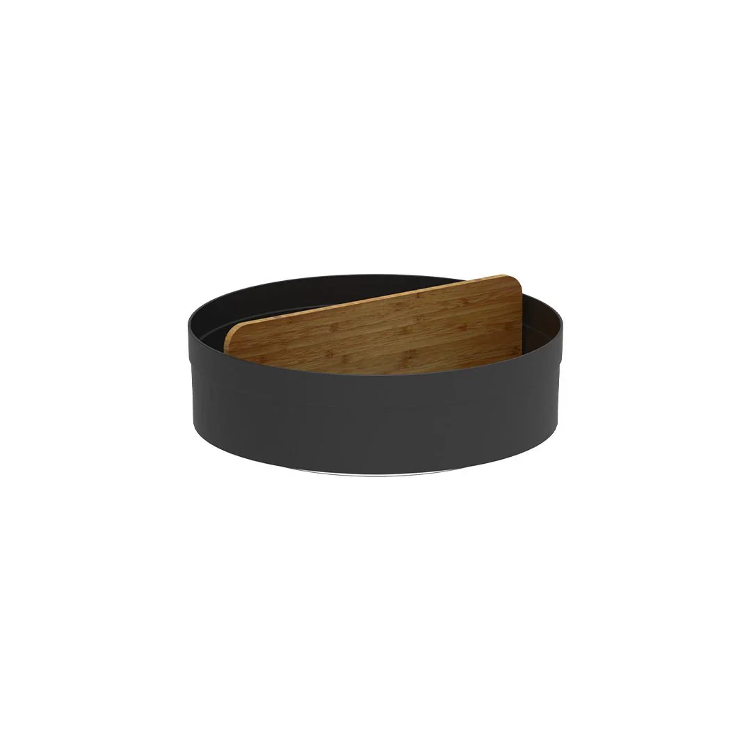 Organizador Giratório Lume com Divisória de Bambu Preto 25,5cm - Image 6