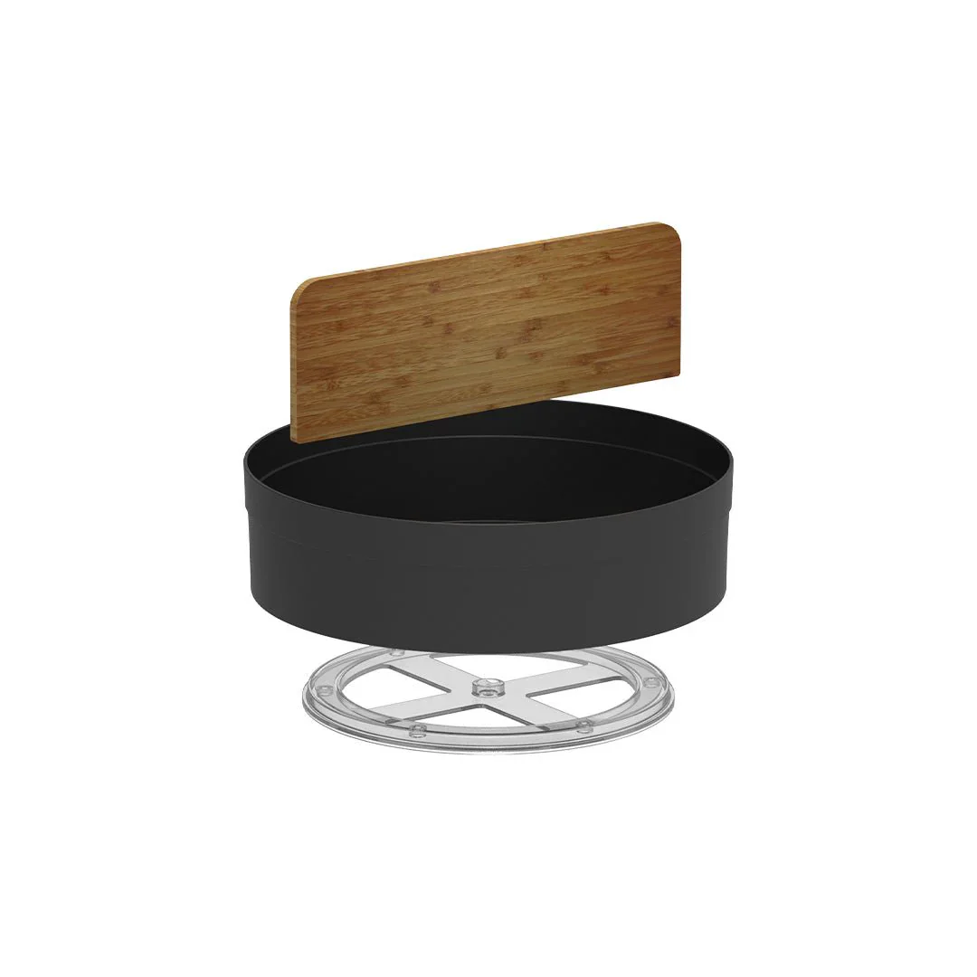 Organizador Giratório Lume com Divisória de Bambu Preto 25,5cm - Image 7