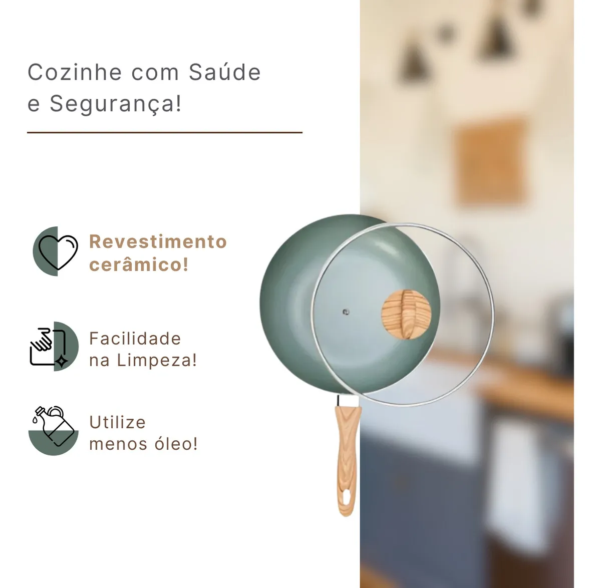 Panela Wok com Tampa Fundo de Indução Botanika Verde 3,4 Litros - Image 2