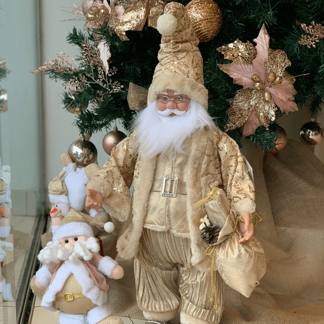 Papai Noel Musical Dourado e Branco 50cm - Image 2