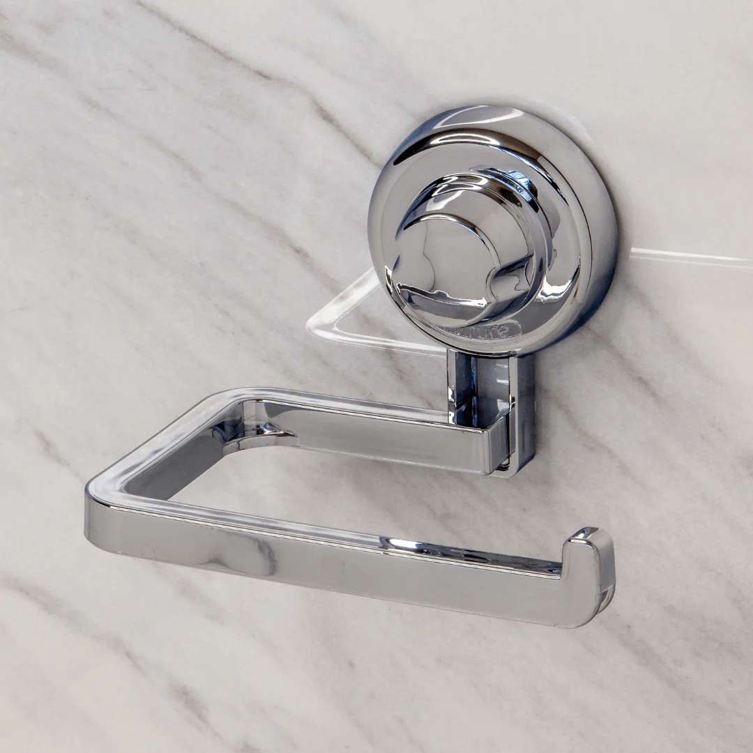 Suporte Porta Papel Higiênico Plástico com Ventosa 13cm Cromada Alta Fixação - Image 3