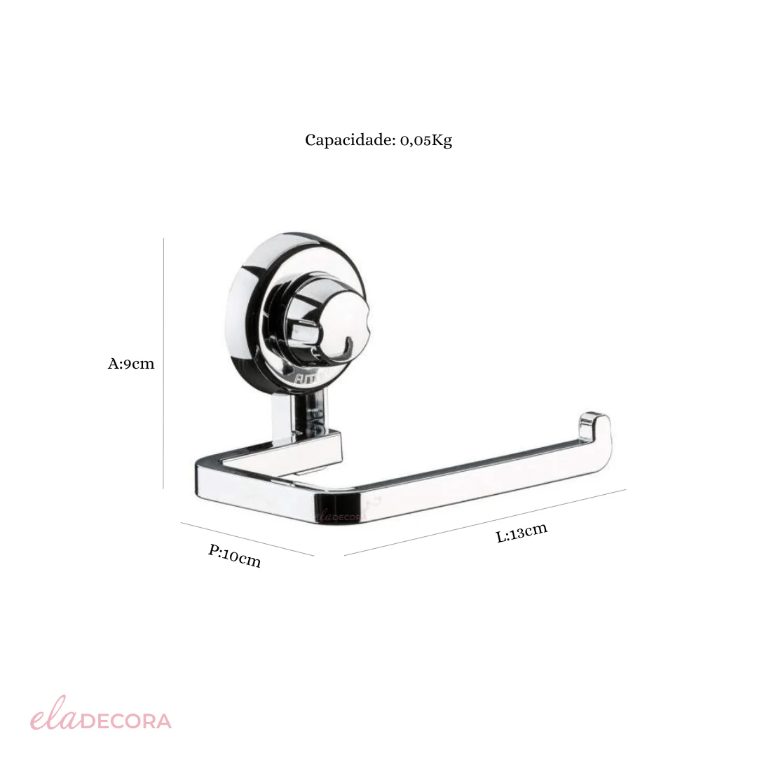 Suporte Porta Papel Higiênico Plástico com Ventosa 13cm Cromada Alta Fixação - Image 6