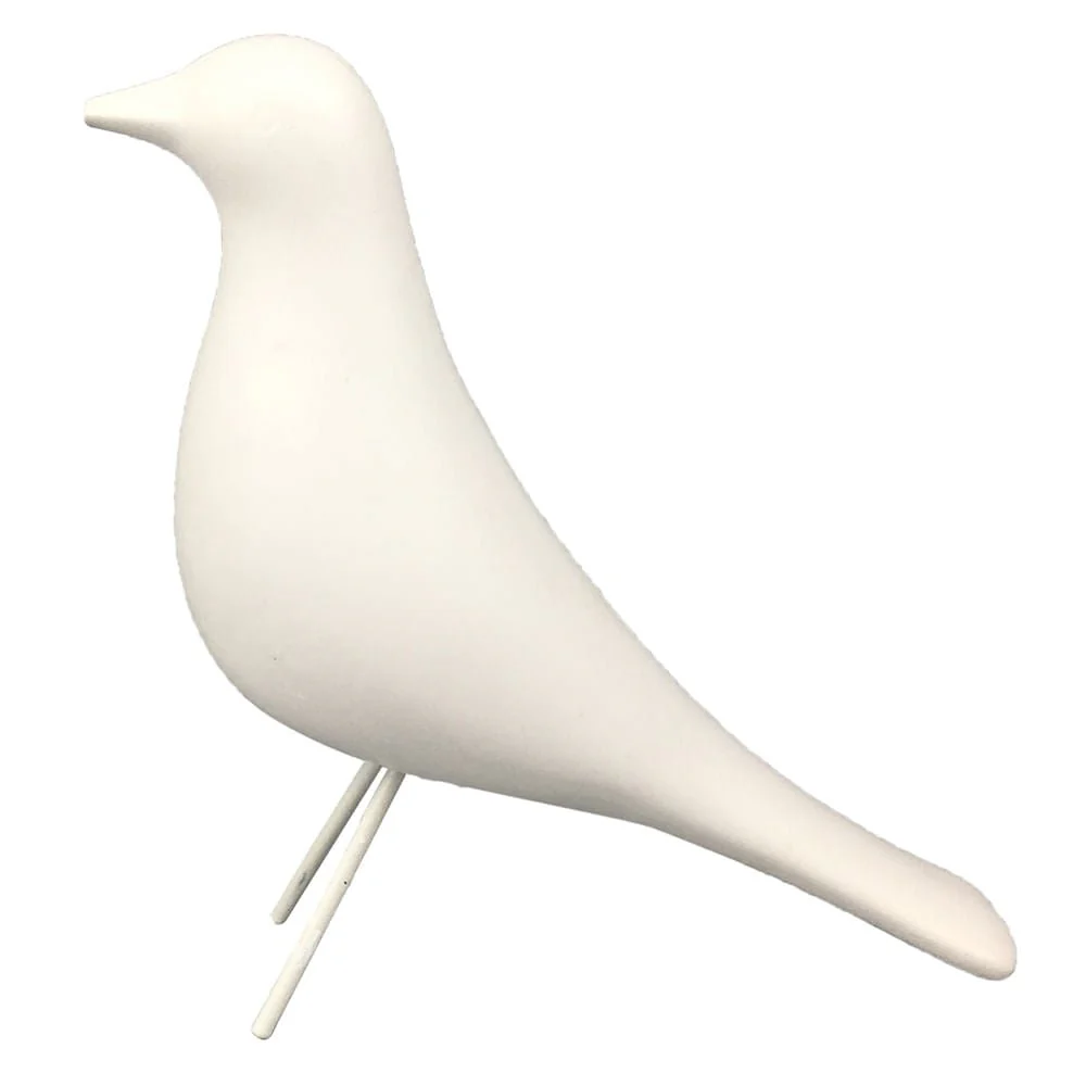 Pássaro de Cerâmica Branco 18 cm x 17 cm x 6 cm
