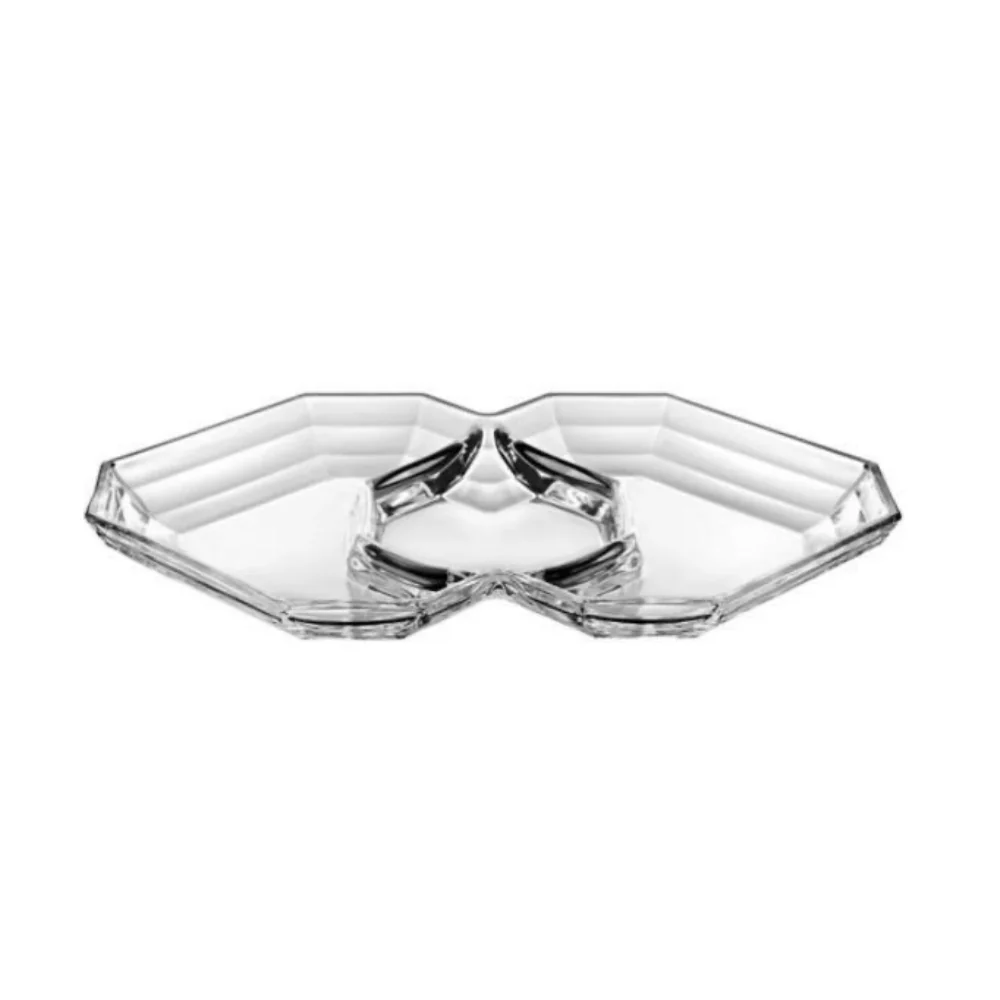 Petisqueira Canoa com 3 Divisórias em Vidro 32,5cm x 21,5cm x 3cm
