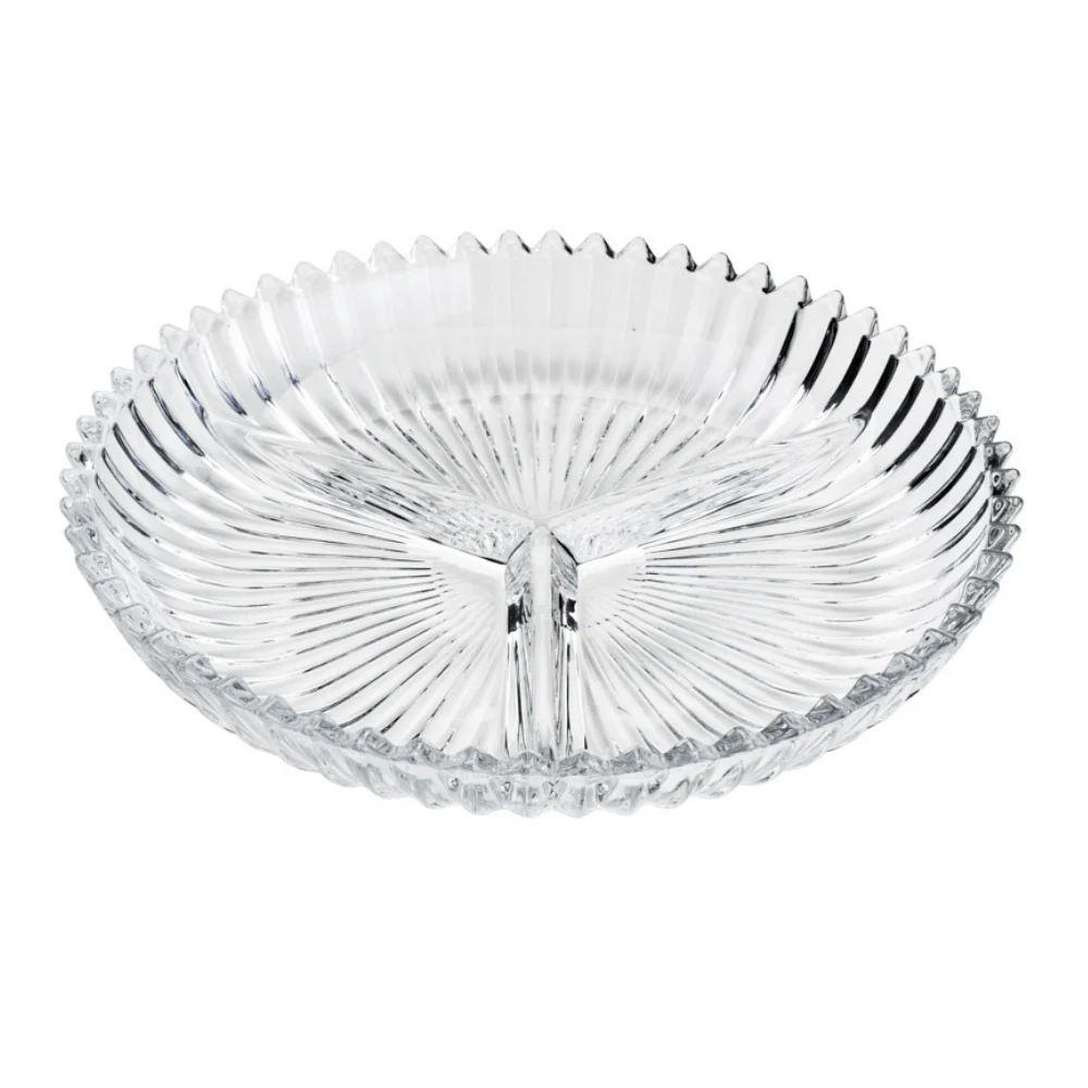 Petisqueira Com 3 Divisórias De Cristal De Chumbo - 22 cm