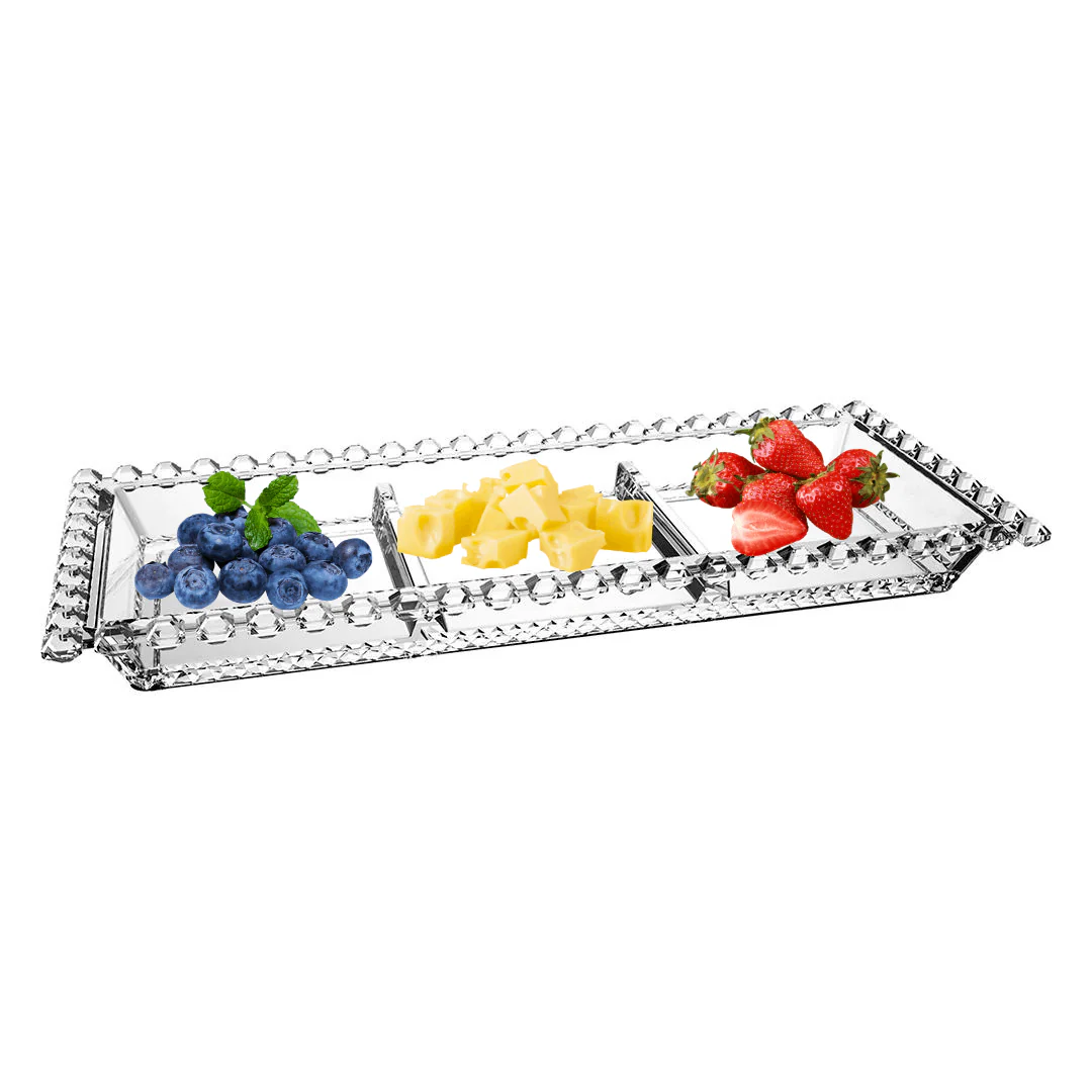 Petisqueira com 3 Divisórias em Cristal 30cm x 13cm x 2,5cm - Image 2