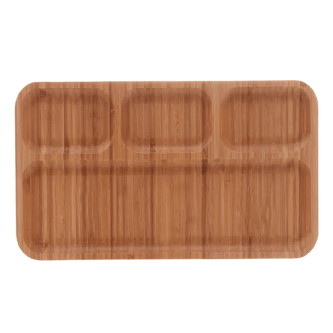 Petisqueira em Bambu Retangular Linea com 4 Divisórias 33cm - Image 3