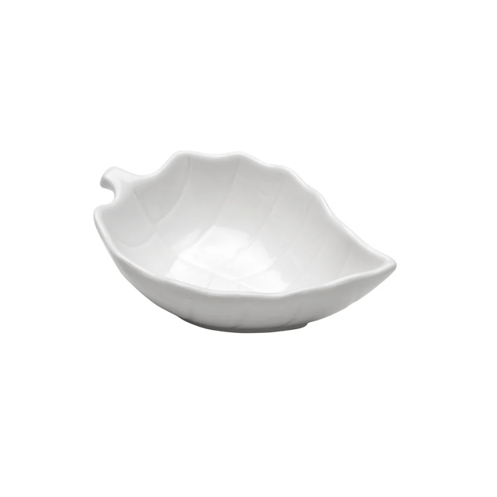 Petisqueira Bowl Porcelana Folha Leaf Branca - 14 x 9 x 5 cm