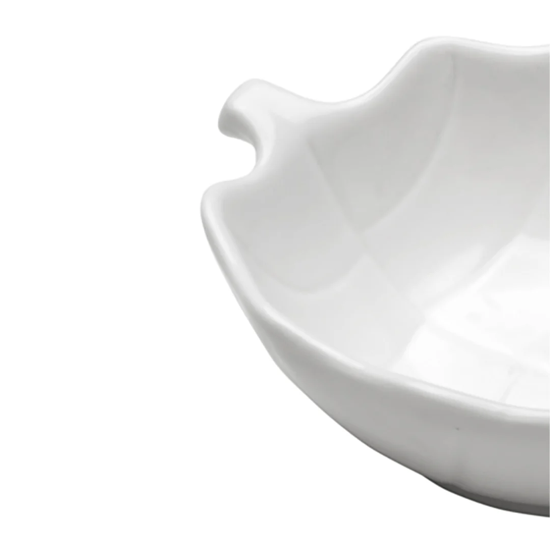 Petisqueira Bowl Porcelana Folha Leaf Branca - 14 x 9 x 5 cm - Image 3