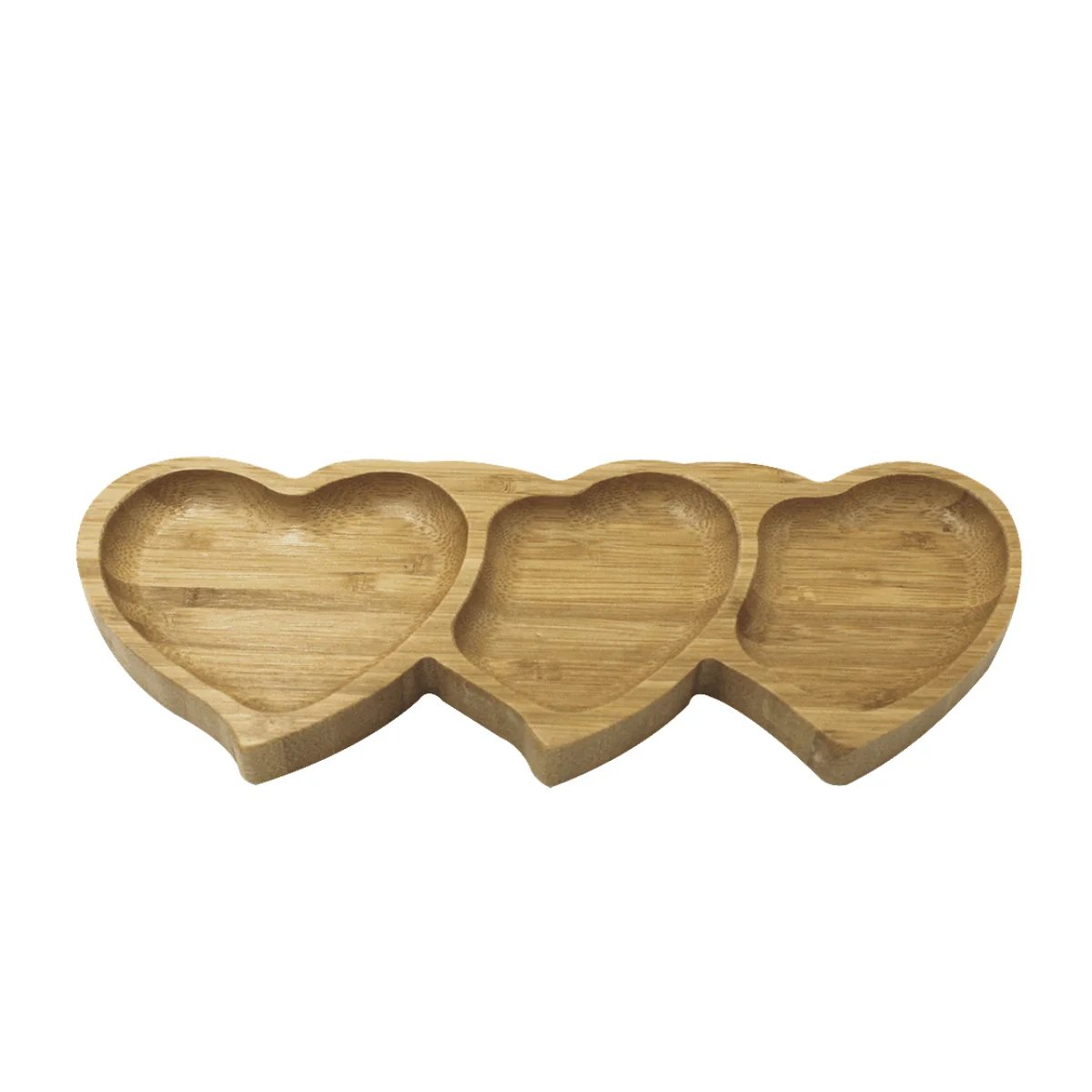 Petisqueira Trio Coração em Bambu - 25,5 cm