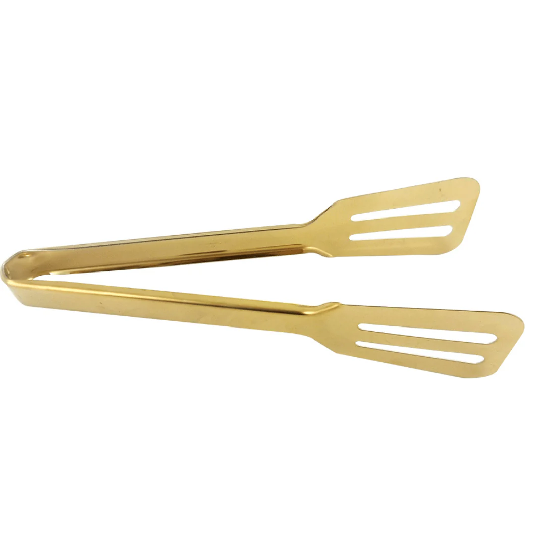 Pinça Pegador Multiuso em Inox Dourado 24cm