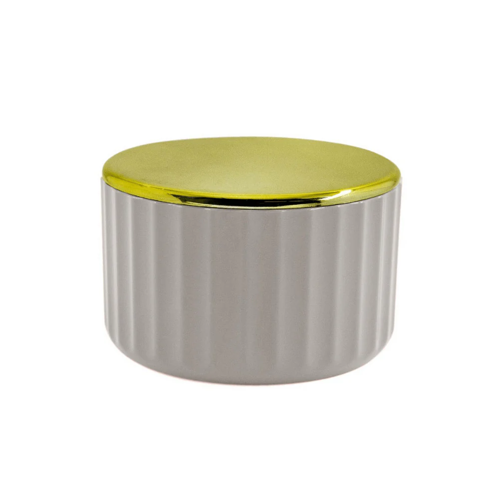 Porta Algodão Cotonete Groove Bege - 10 cm