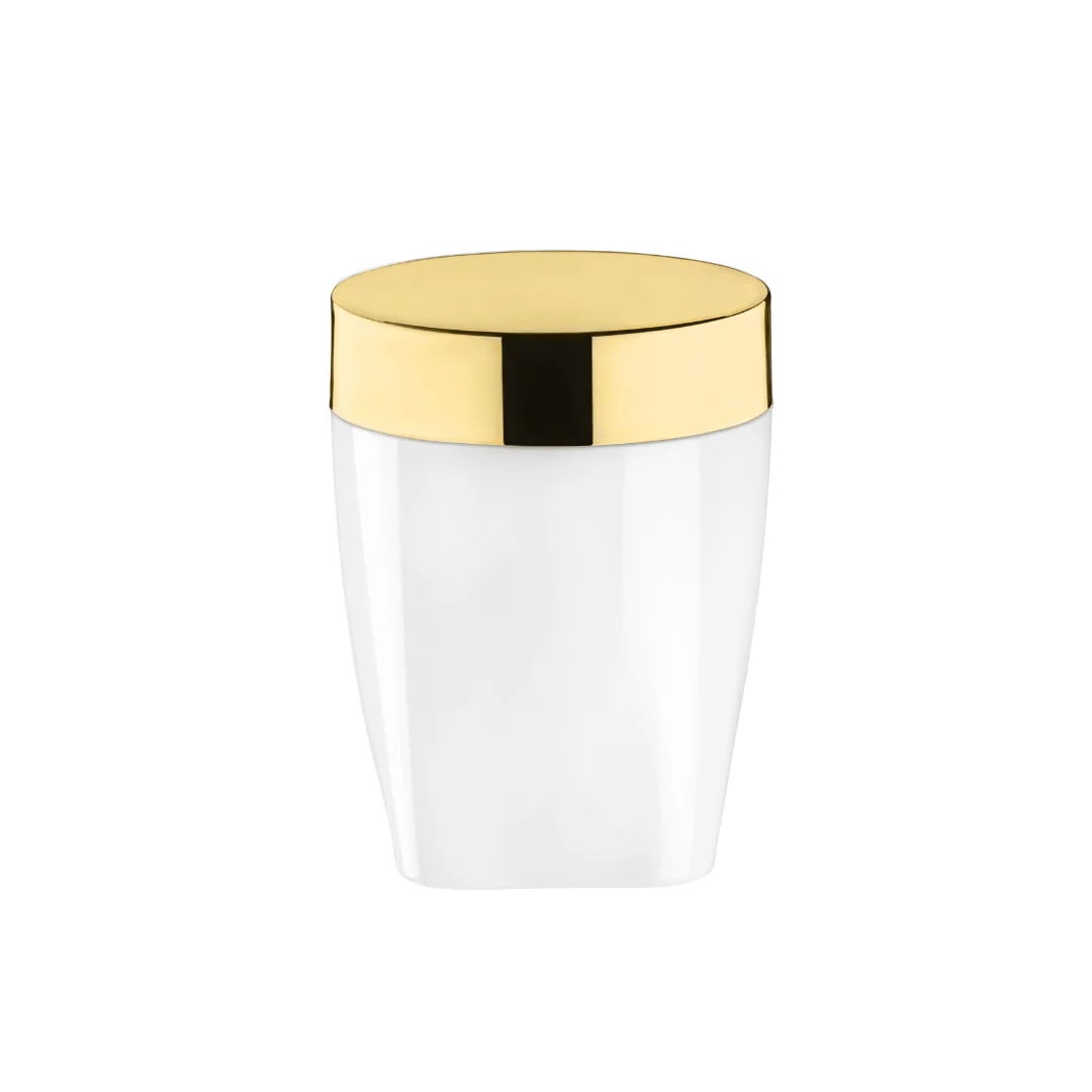 Porta Algodão e Cotonete Branco com Dourado 12cm
