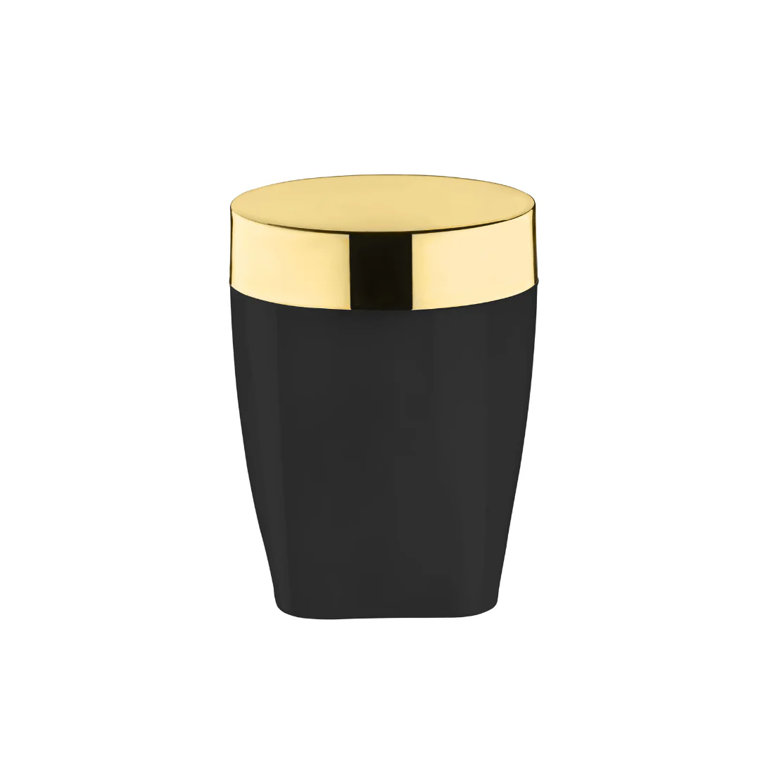 Porta Algodão e Cotonete Preto com Dourado 12cm