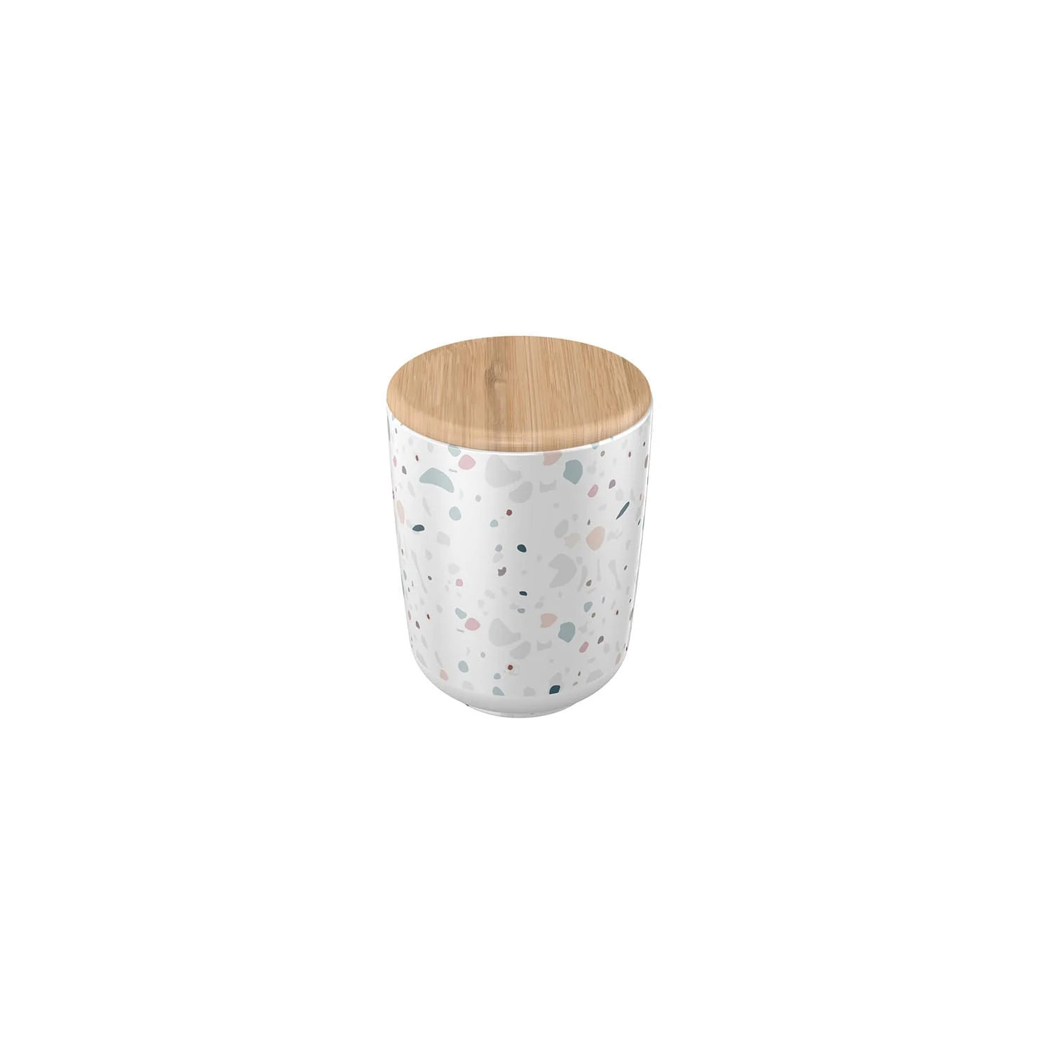 Porta Algodão em Cerâmica Branco com Tampa de Bambu Osaka