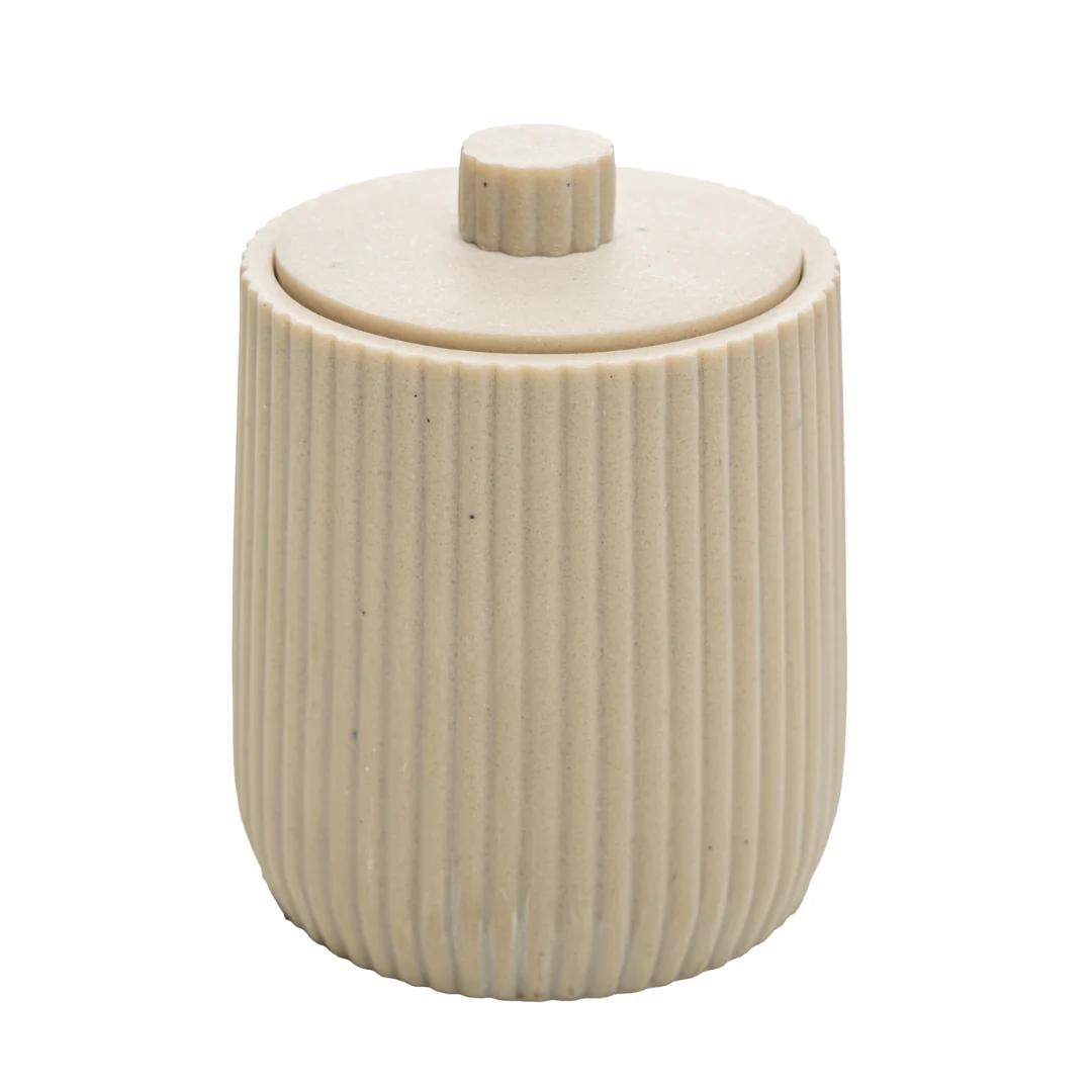 Porta Algodão ou Cotonete Striato Bege 10,5cm - Image 6