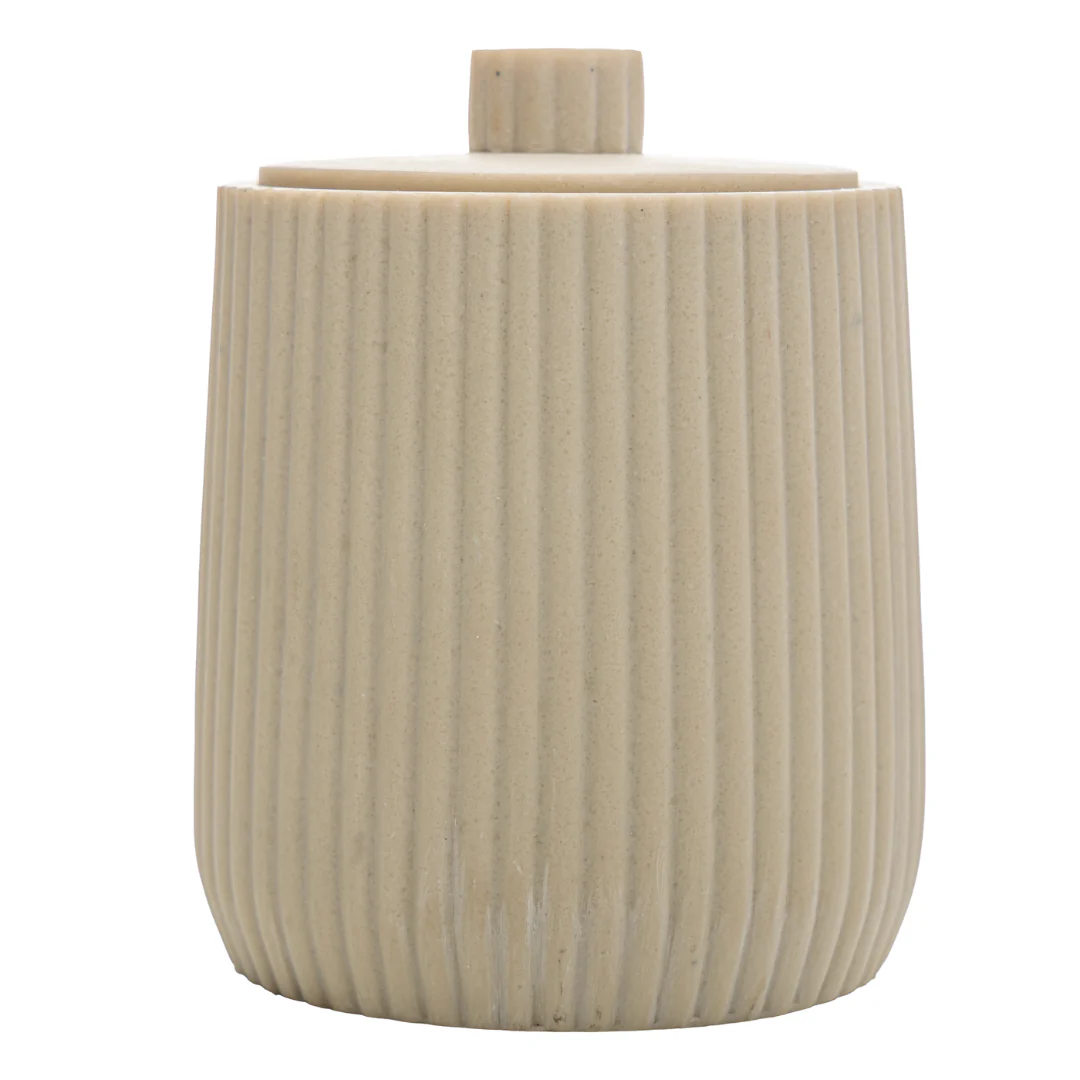 Porta Algodão ou Cotonete Striato Bege 10,5cm - Image 7