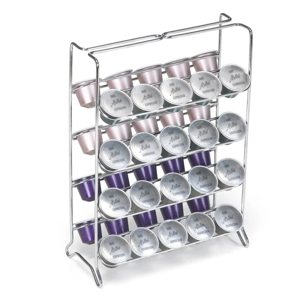 Porta 40 Cápsulas Nespresso Aço Cromado