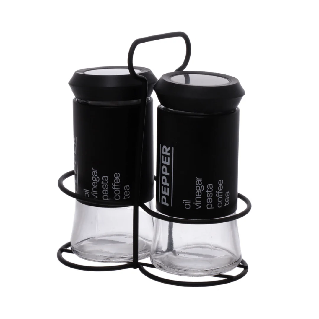 Porta Condimentos de Vidro com Suporte Sancho Preto - Image 3