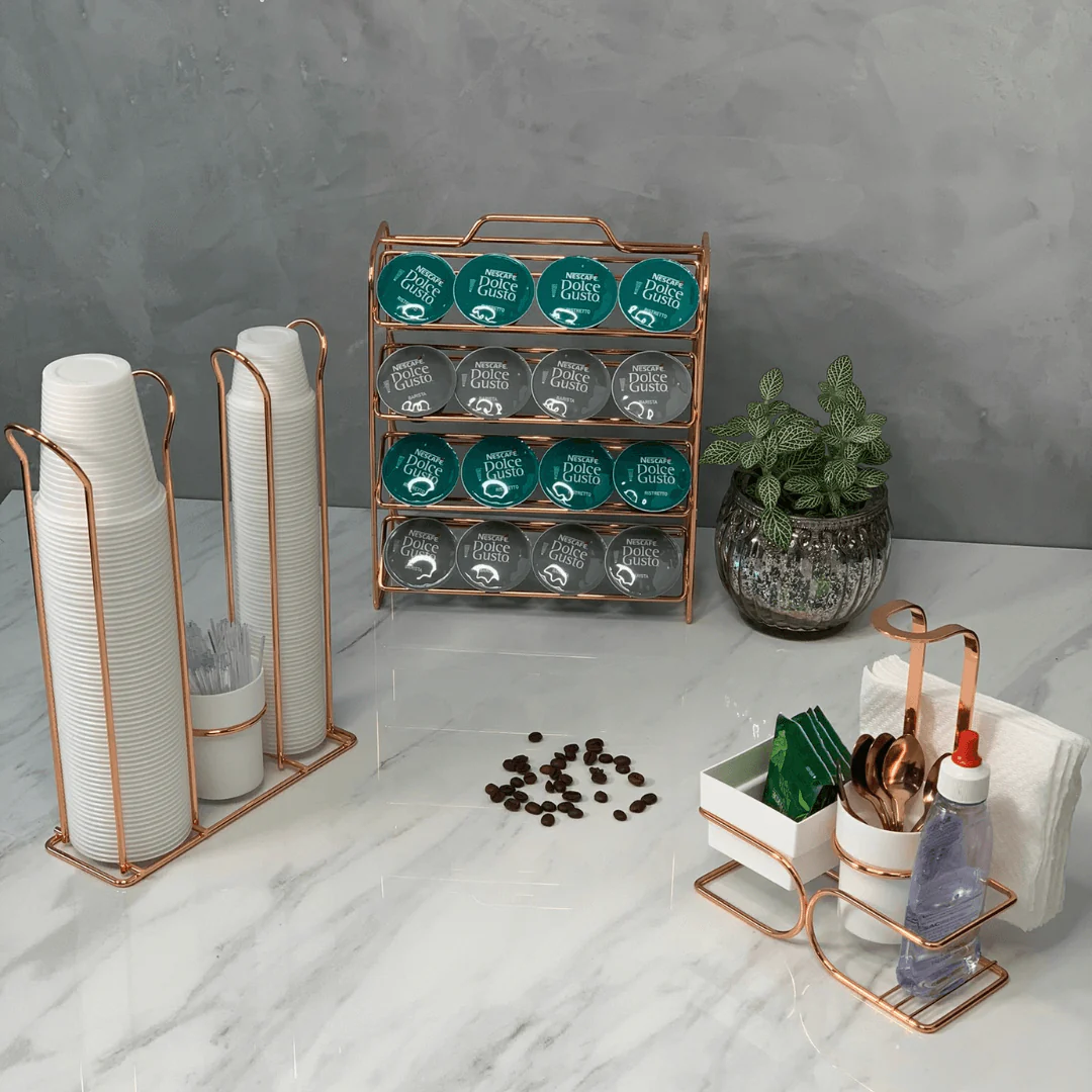 Suporte Organizador Porta Copos 200ml e 50/80ml Porta Mexedores Rose Gold - Image 2